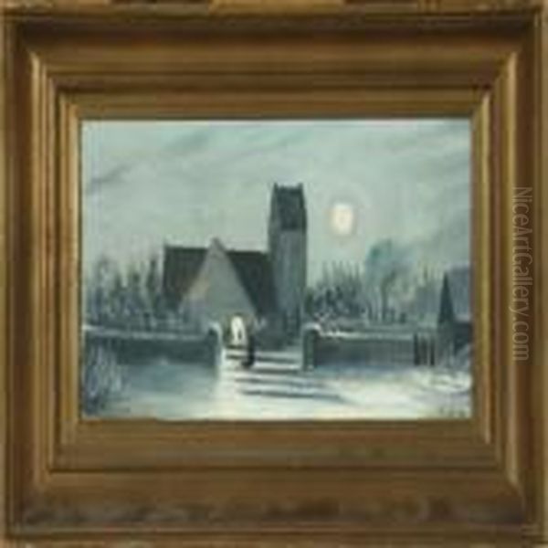 Winter Scenery With Church - view 1