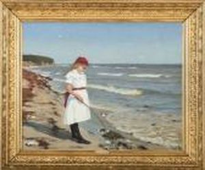 A Young Girl In A White Dress At Nyborg Beach