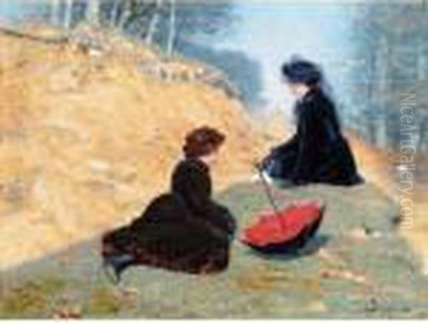 To Piger Der Hviler Ved Vejen (two Girls Resting On A Path) - view 1