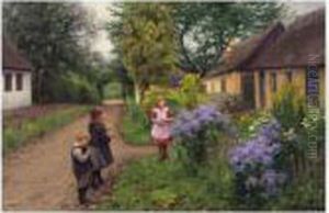 Legende Born (children Playing In A Village Lane) by Hans Anderson Brendekilde