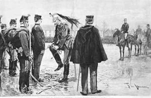 The Degradation of Captain Alfred Dreyfus 1859-1935 from LIllustration by Frederic de Haenen