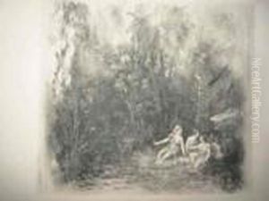 Les Baigneuses Sous Les Palmiers by Rodolphe Bresdin