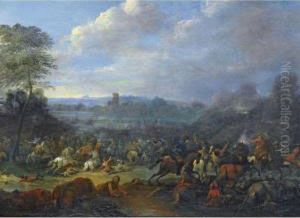A Cavalry Skirmish by Karel Van Breydel (Le Chevalier)