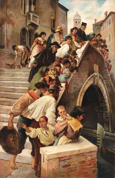A crowded bridge, Venice - view 1