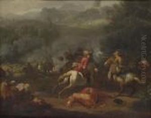 A Cavalry Skirmish by Karel Van Breydel (Le Chevalier)