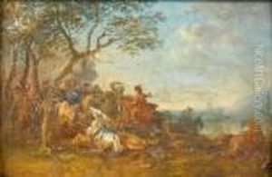 A Cavalry Skirmish by Karel Van Breydel (Le Chevalier)