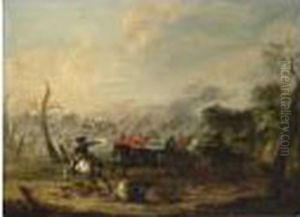 A Cavalry Battle Scene by Karel Van Breydel (Le Chevalier)