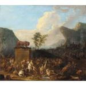 Cavalry Battle Before A Mediterranean Port by Karel Van Breydel (Le Chevalier)