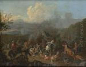 A Cavalry Skirmish Between Turks And Christians by Karel Van Breydel (Le Chevalier)