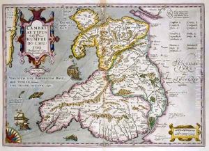 Map of Wales by Jodocus Hondius