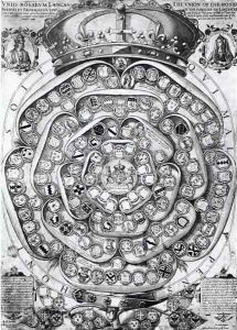 The Union of the Roses of the Families of Lancaster and York by Jodocus Hondius