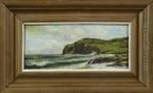 Rocky Coastal Scene Withdistant Sailboats by Alfred Thompson Bricher