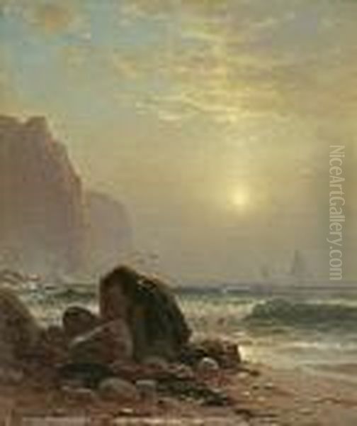 Rocky Coastal Scene With A View Of Passing Ships - view 1