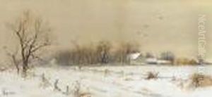 Farmhouse In The Snow by Alfred Thompson Bricher