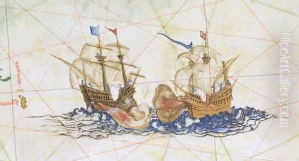 Two Galleons Fighting - view 1