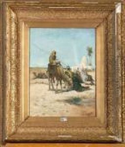 Arret De La Caravane Dans Un Oasis