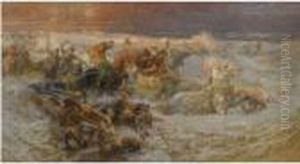 Pharaoh And His Army Engulfed By The Red Sea by Frederick Arthur Bridgman