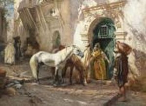 Scene Prise Au Maroc by Frederick Arthur Bridgman