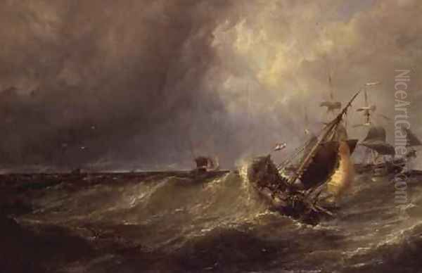 A Dutch Fishing Boat Entering Calais Harbour - view 1
