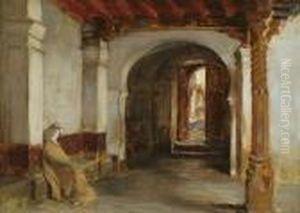 Small Entrance To The Mosque De La Pecherie,algiers by Frederick Arthur Bridgman