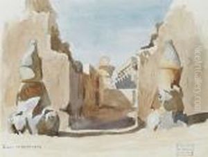 The North Entrance Of The Temple Ofluxor by Frederick Arthur Bridgman