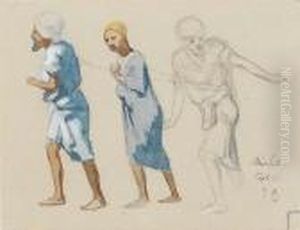 A Set Of Eight Egyptian Figure Studies by Frederick Arthur Bridgman