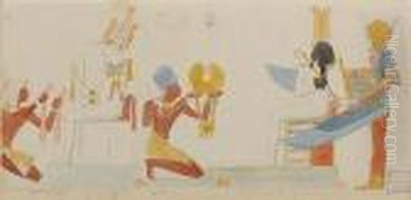 A Study Of A Relief Representing
Seti I Making Ritual Offerings To Osiris In The Temple Of Seti I,
Abydos, Egypt - view 1