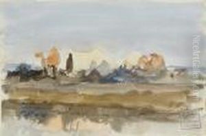 Camels Beside Tents On The Banks Of The River by Frederick Arthur Bridgman
