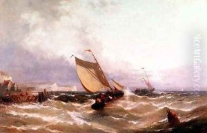 Fishing Boats off a Coastline by Edwin Hayes