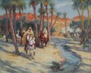 Riding Through An Oasis by Frederick Arthur Bridgman