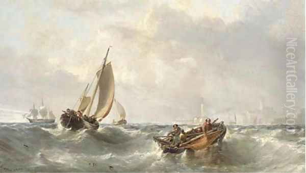 Fishermen off the harbour mouth at Margate - view 1