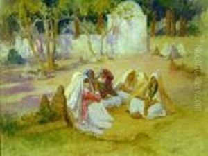 Women At A Cemetery, Algiers by Frederick Arthur Bridgman