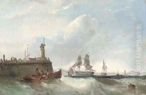 Shipping at the harbour mouth by Edwin Hayes