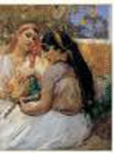 Femmes Algeriennes Jouant De La Musique by Frederick Arthur Bridgman