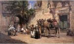 In The Courtyard by Frederick Arthur Bridgman