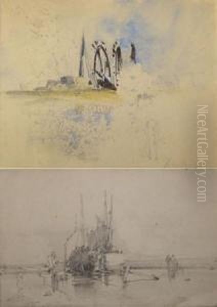 Coastal Scene With Beached Boats - view 1