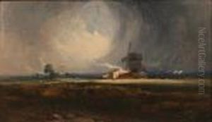 The Passing Storm, Heath Scene With Windmill by Henry Bright