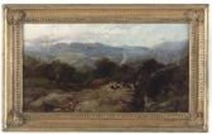 Highland Landscape With A Young Girl Returning To A Crofter'scottage By A Watermill by Henry Bright