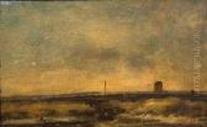 Broadland Landscape With Windmill by Henry Bright