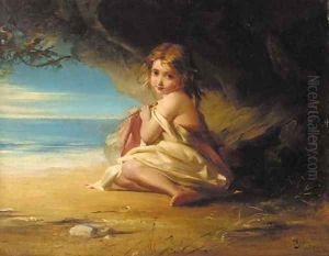 A young girl by the shore by Robert Herdman