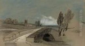 An Extensive Landscape With A Stone Bridge Before A Church An Extensive Landscape With A Stone Bridge Before A Church