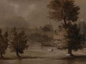 View Of Windsor Castle Bymoonlight by Henry Bright