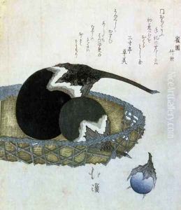 Eggplants in a Basket Japanese by Toyota Hokkei