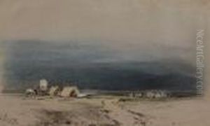 Gypsy Encampment On Marshes by Henry Bright
