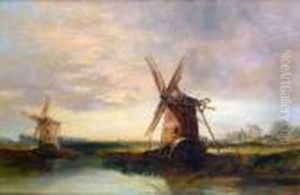 Windmillsin An East Anglian Landscape by Henry Bright