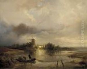 A Windmill In An Extensive Landscape by Henry Bright