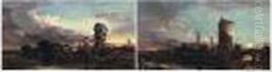 A Moonlit And Dawn View Of A Town