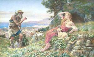A shepherd admonishing Perdita for her love of Florizel by A. Foord Hughes