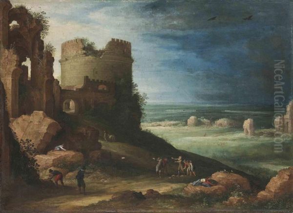 Capriccio Of The Via Appia
Antica, Near Rome, With The Tomb Ofcecilia Metella And The Claudian
Aqueduct - view 1