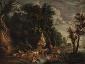 Landskap Med Boskap Och Figurer by Paul Bril